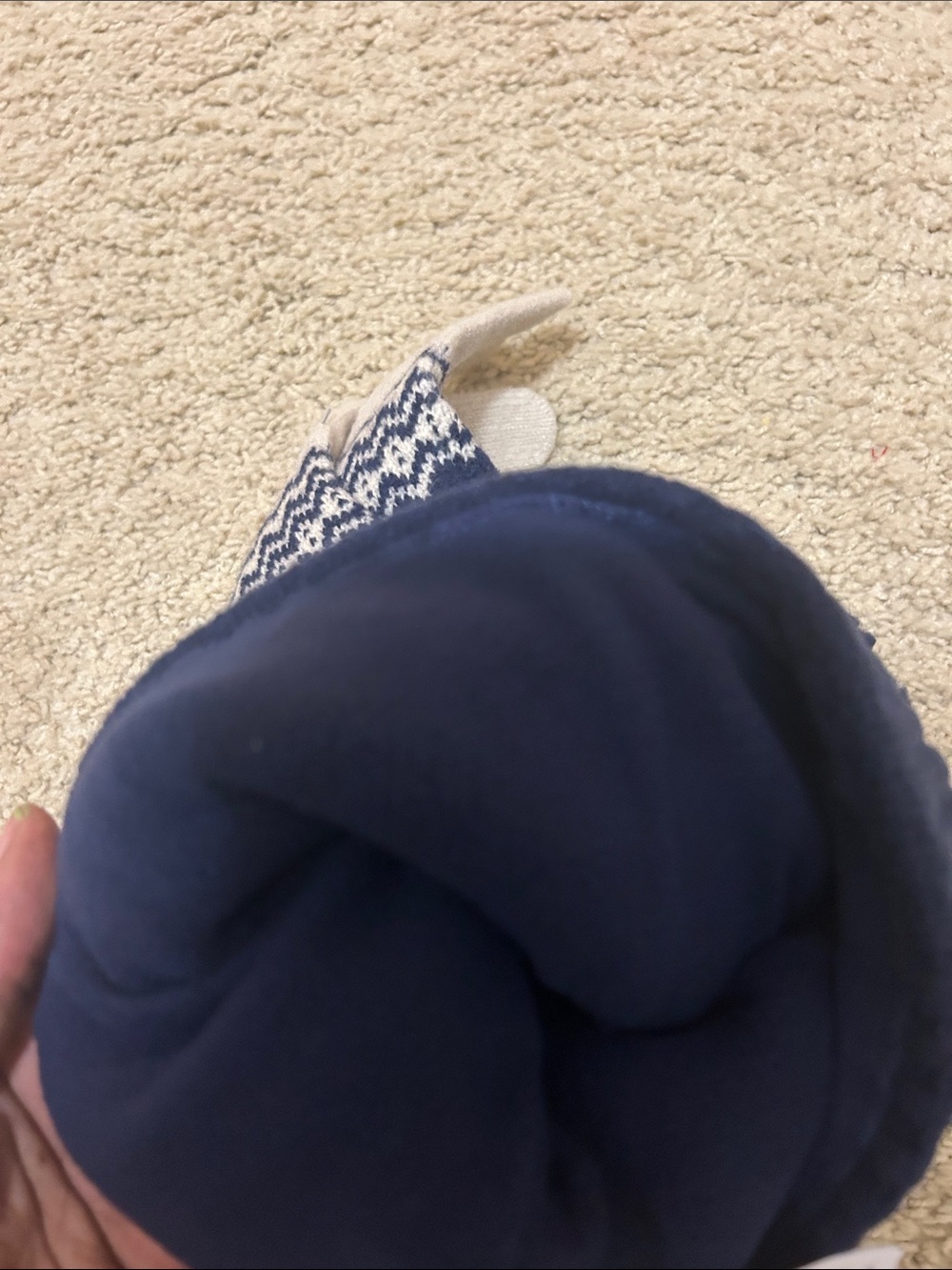 GAP Navy and White Pom-Pom Beanie with Matching Gloves - Picture 4 of 4